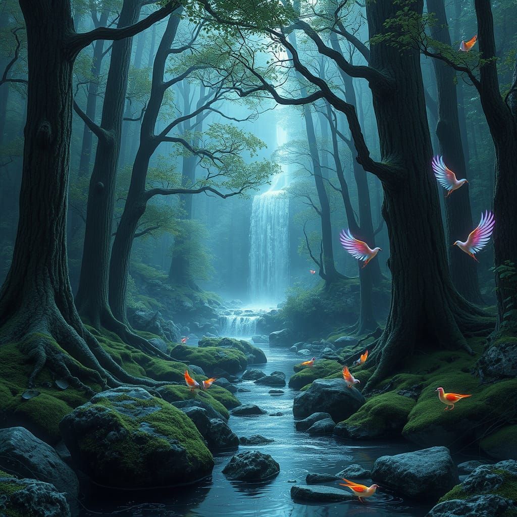 Glitching Forest: Digital Surrealism Concept Art