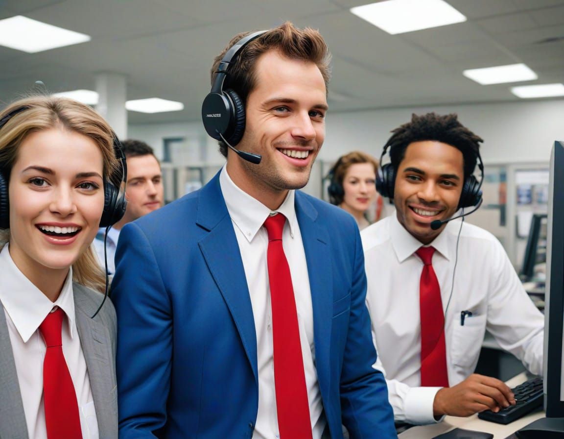 Corporate Football Frenzy in a Bustling Call Center