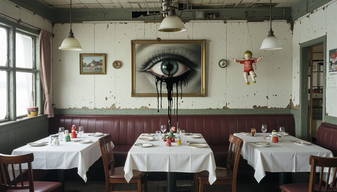 Surreal Sunken Ship Interior in Dark Sci-Fi Style