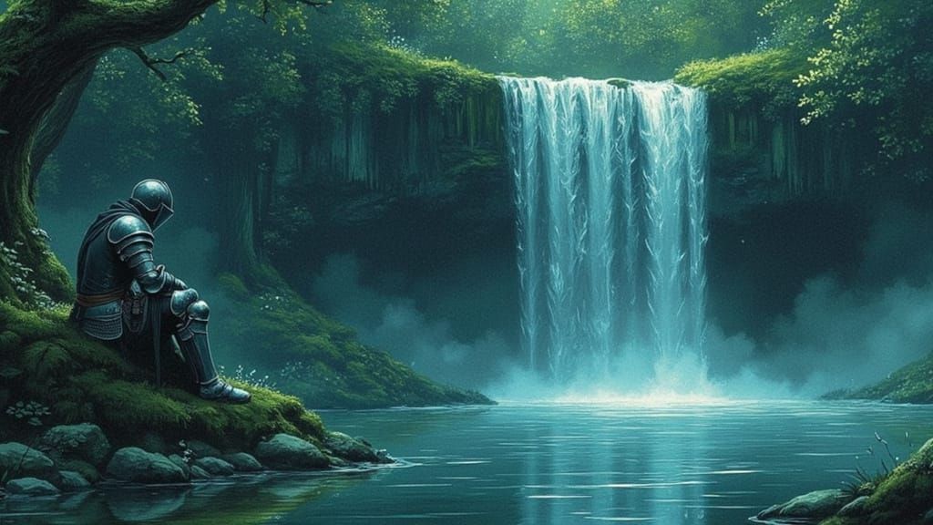 Moonlit Chivalry in Lush Nature