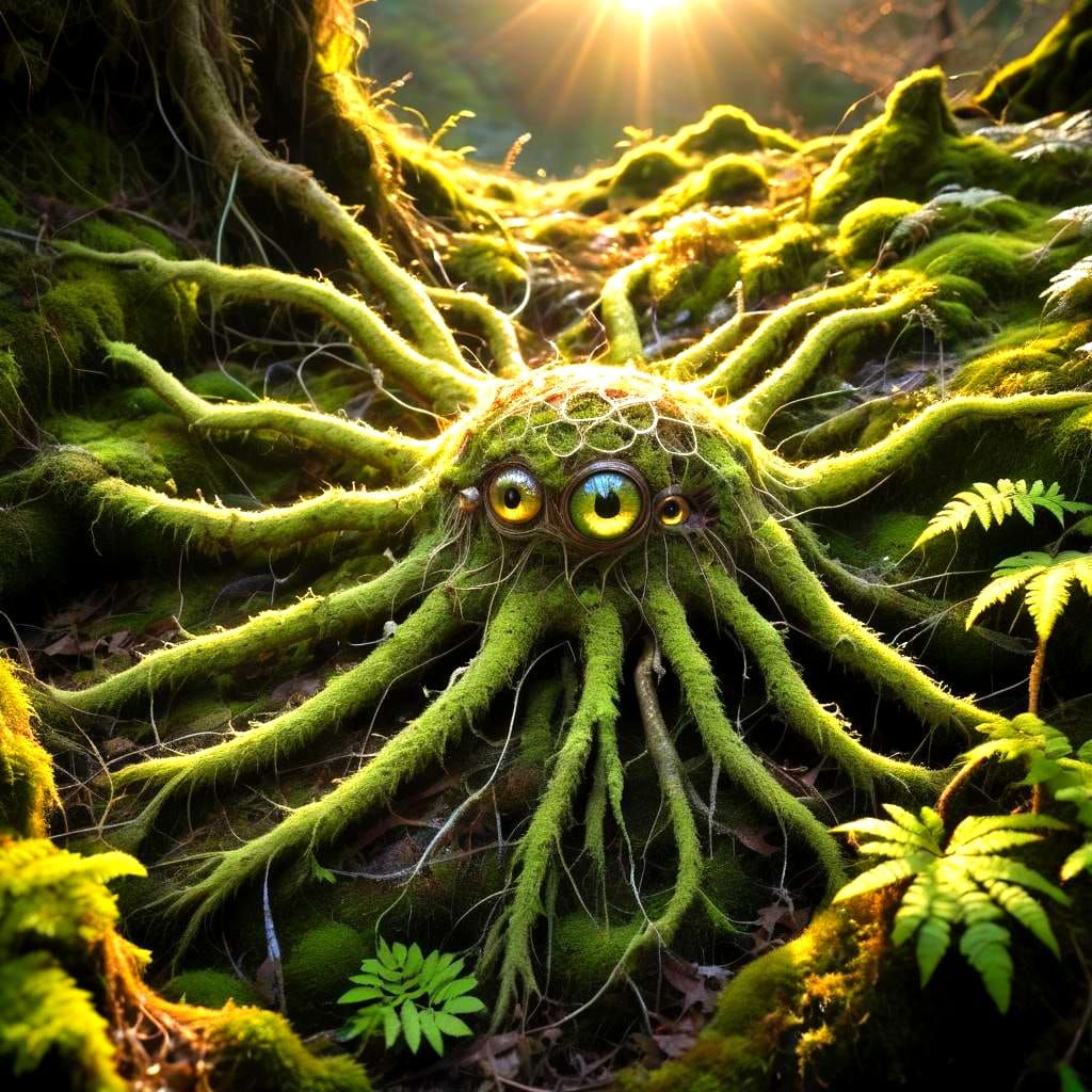 Intricate Sporophyte Monster in Detailed Landscape