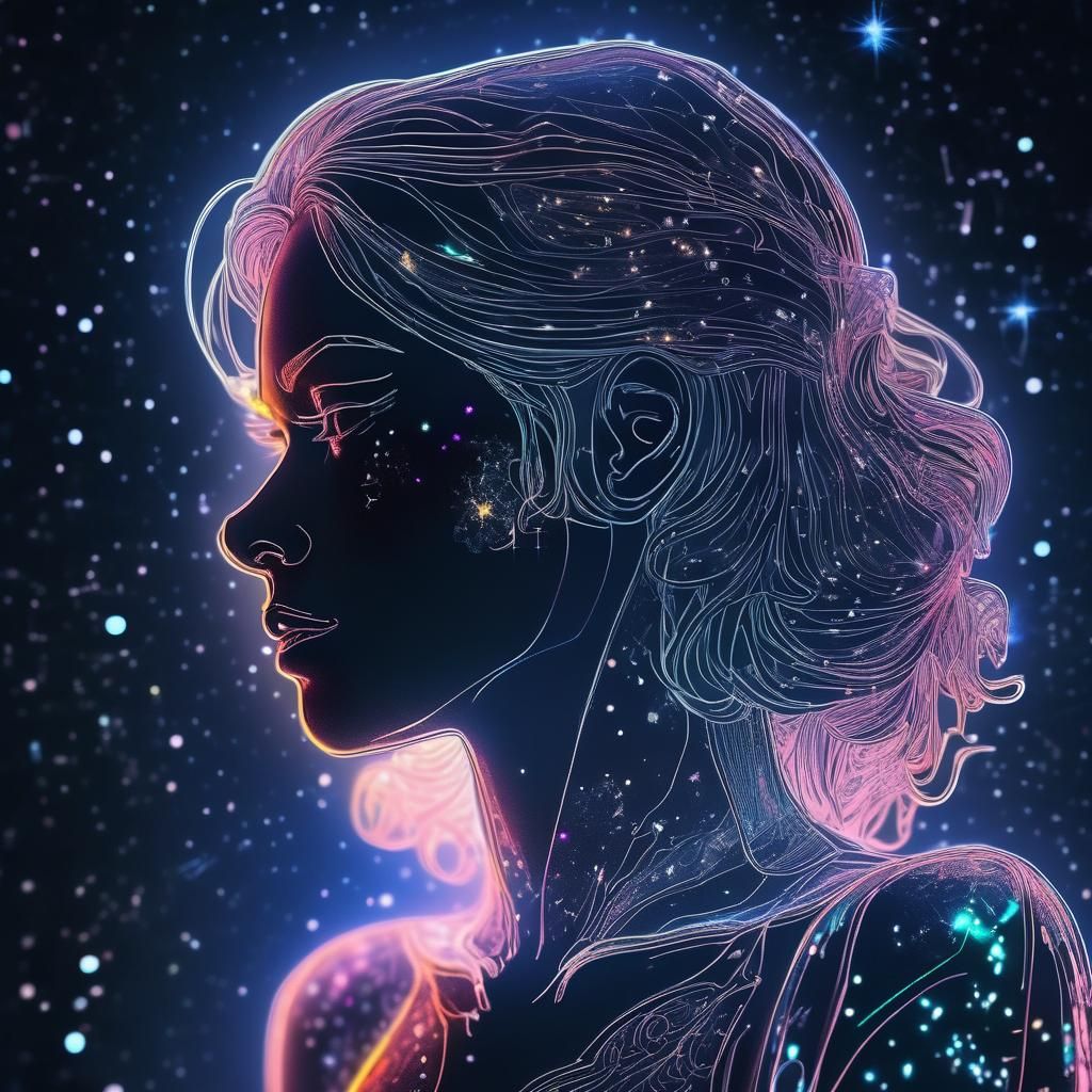 Ursa Major: Cosmic Girl in Neon Fantasy Art