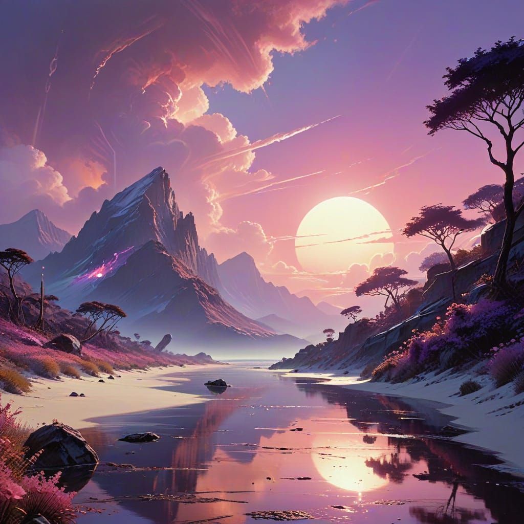 Ethereal Alien Shores in Soft Pastel Hues