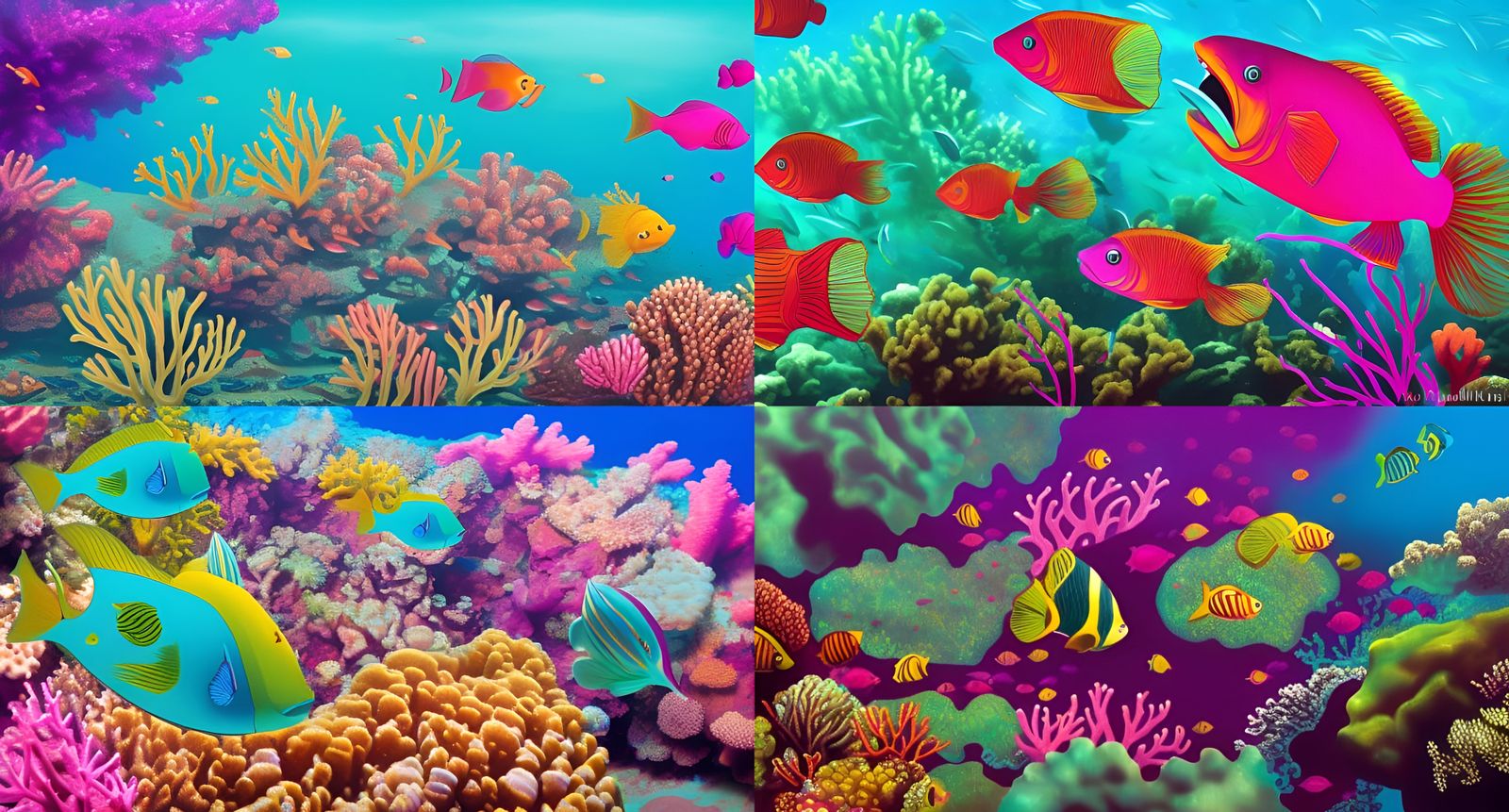 Coral Reefs and Fish in Romantic Aquamarine Acrylic