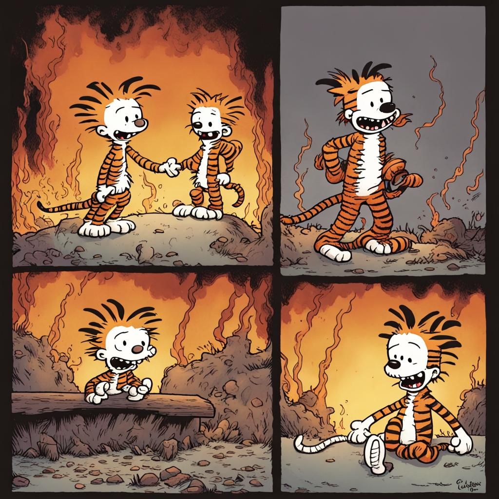 Calvin and Hobbes in a Hellscape