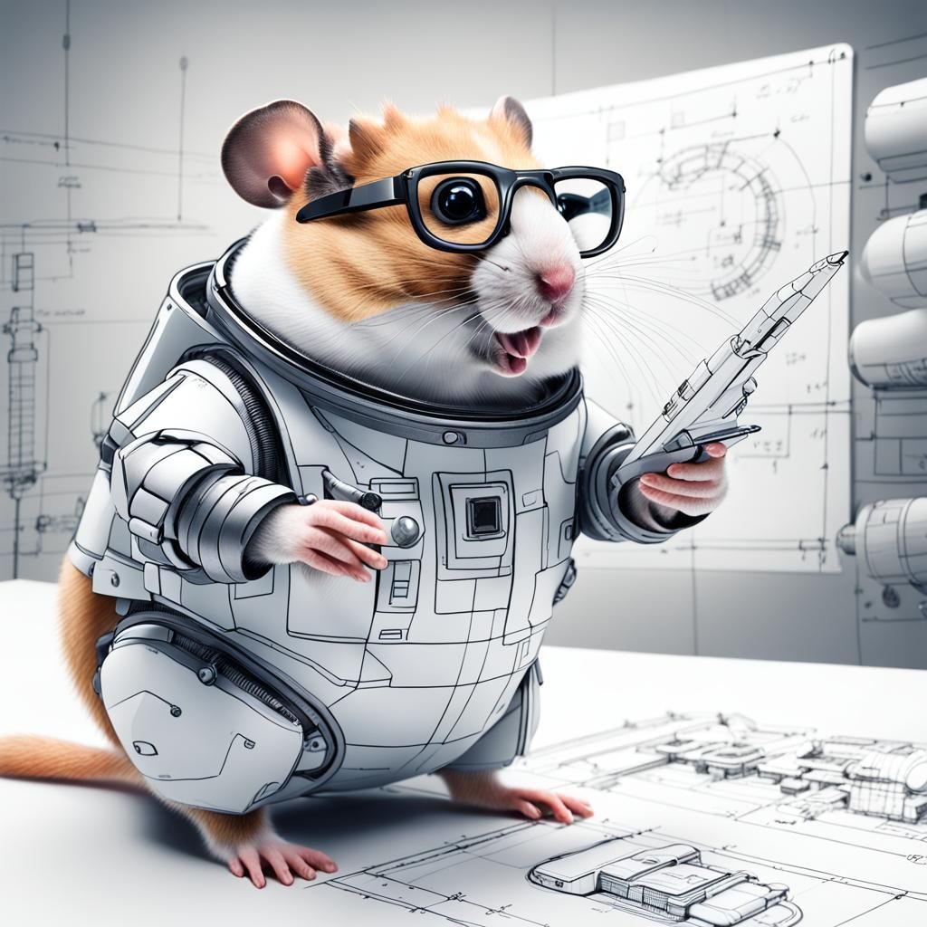 Humanoid Hamster's Spaceship Drawing: Hyperrealism