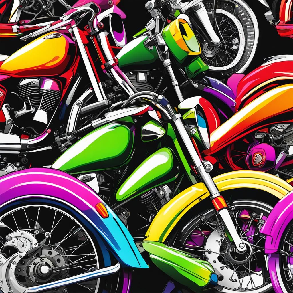 Colorful Motorcycle: A Modern Engineering Marvel