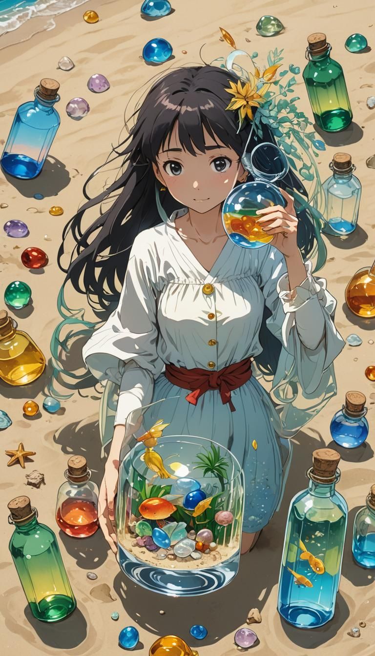 Golden Fairy on Beach with Rainbow Fairy Dust