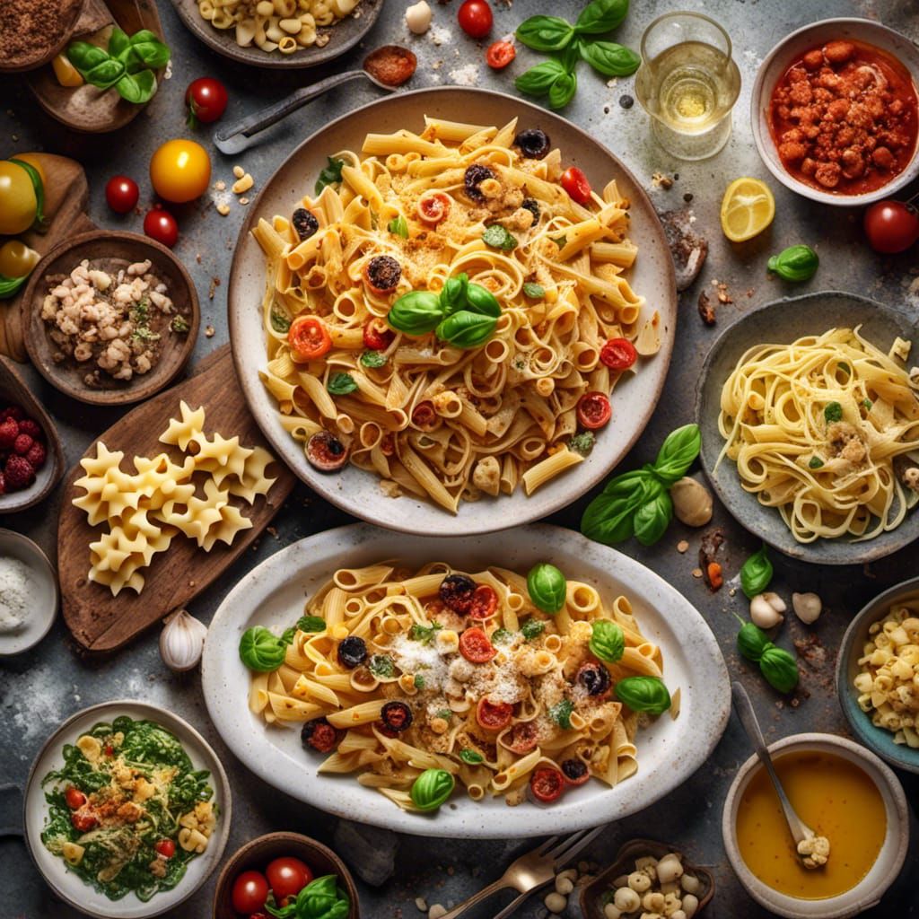 Hyperrealistic Pasta Feast in Professional Photography Style