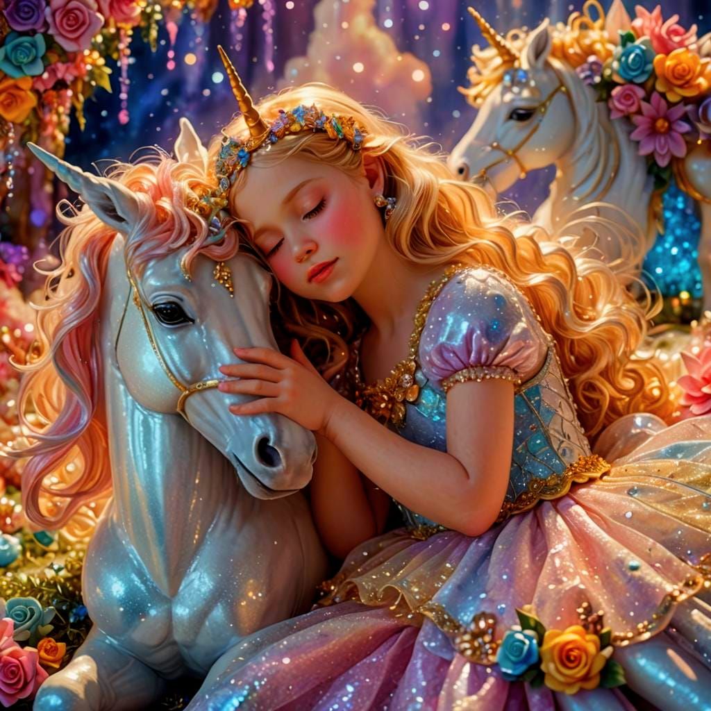 Baby Princess and Unicorn in Candyland Art Style