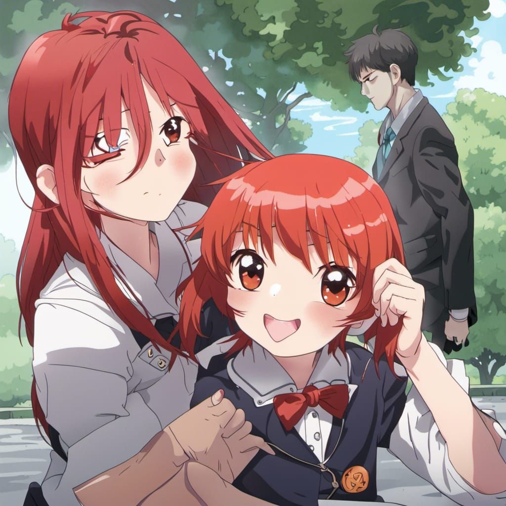 Anime Style: Red Hair Girl with Komi-san