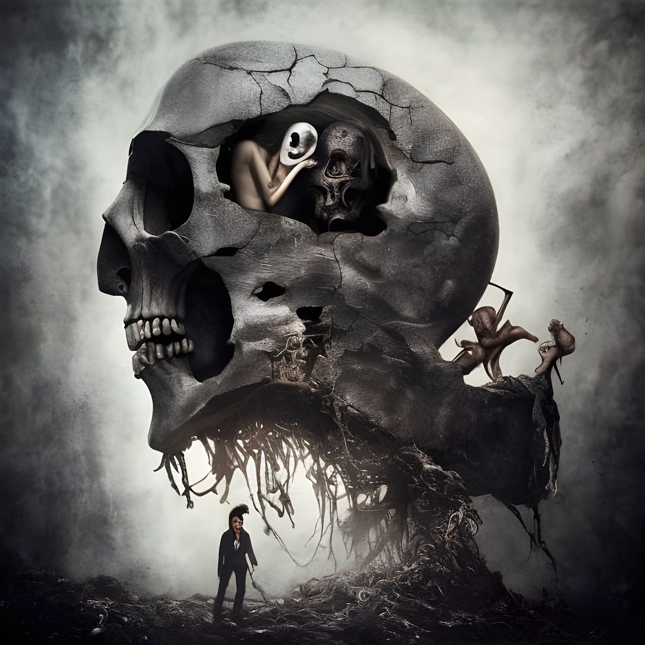 People in Skull Mouth: Paranormalpunk Fine Art