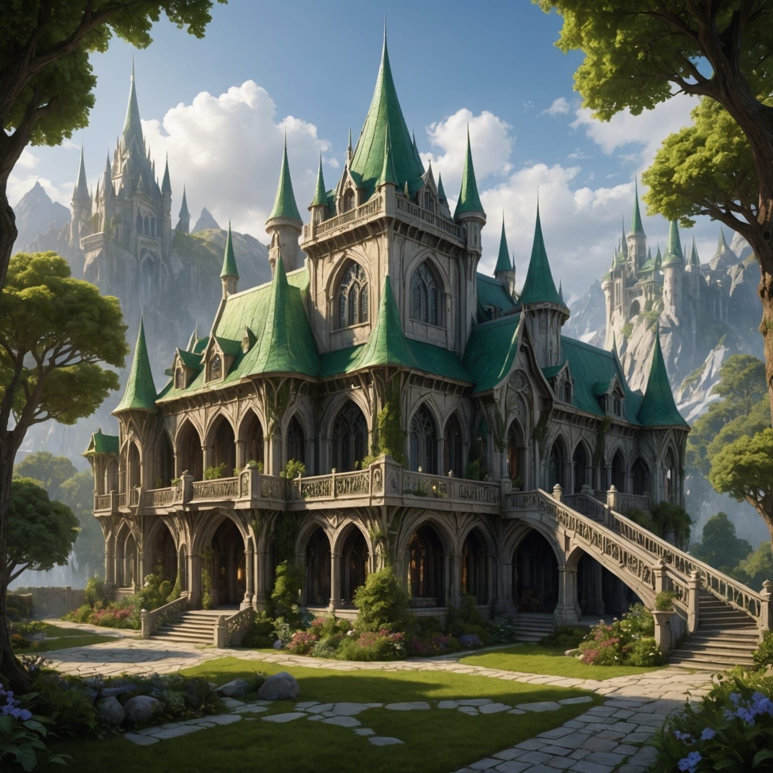 Enchanting Elven Palace in Fantasy Landscape
