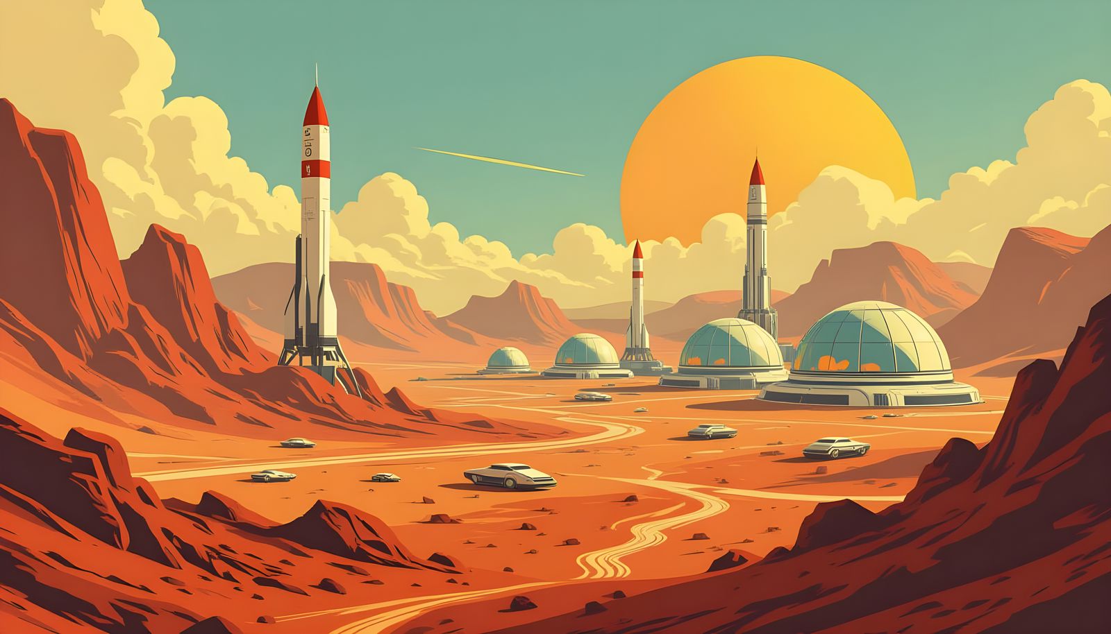 Vintage Sci-Fi Mars Poster in 1950s Style