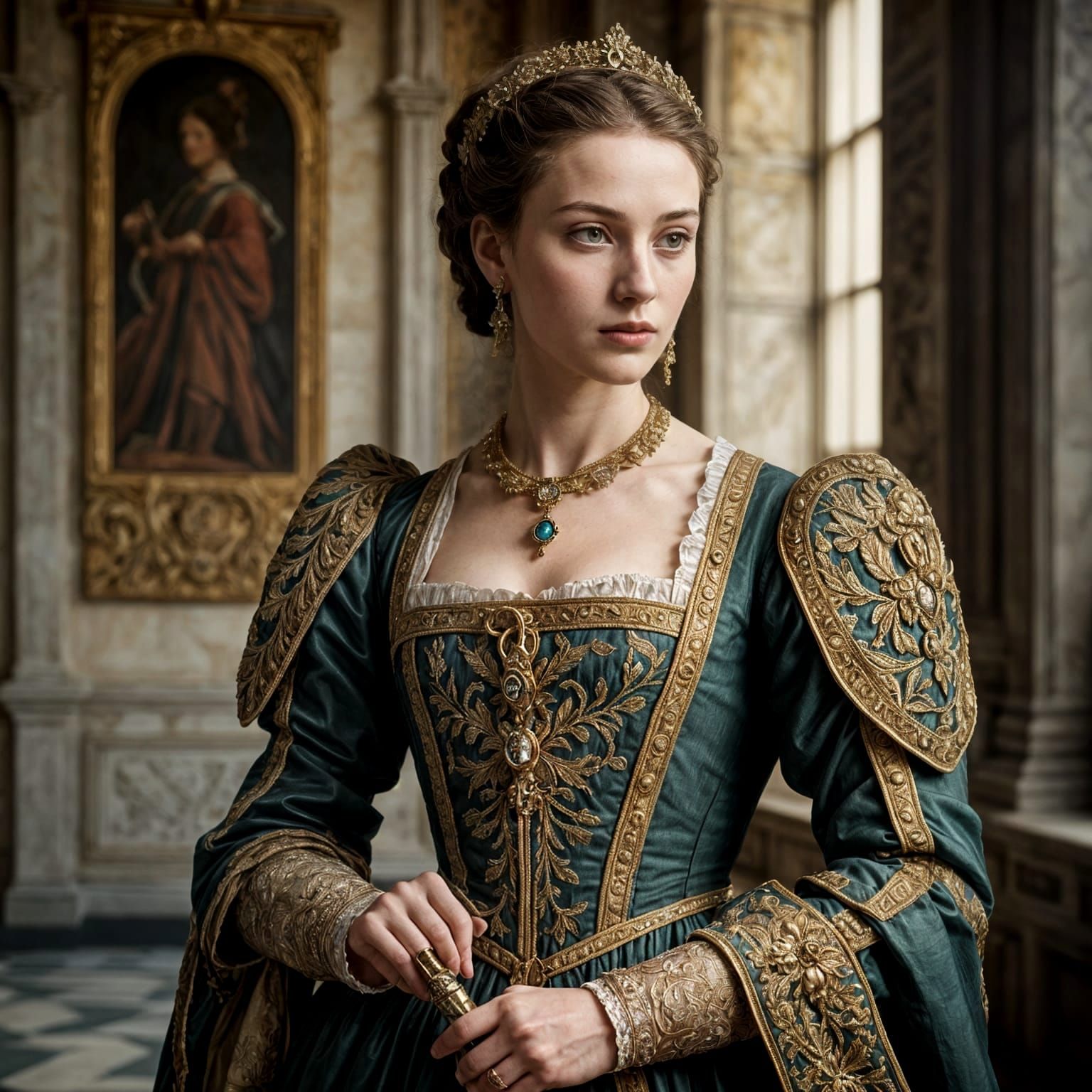 16th Century Lady of Elegance in Renaissance Attire