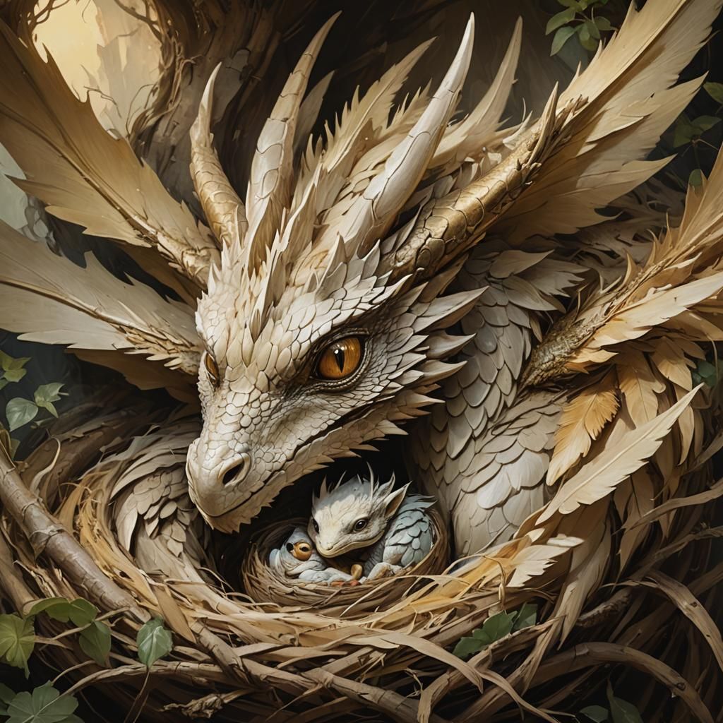 Dragon Family Portrait in Golden Light