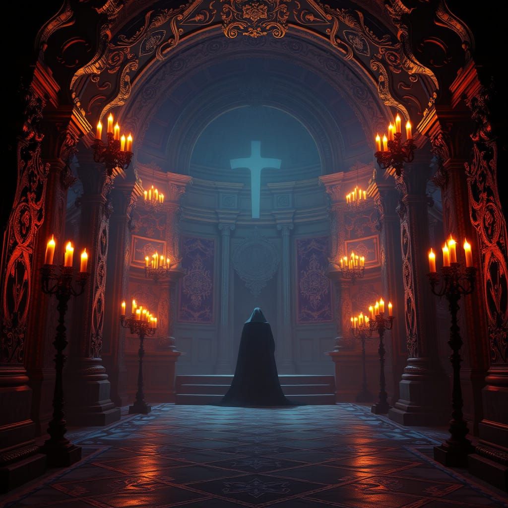 Dark Fantasy Scene in Baroque Style