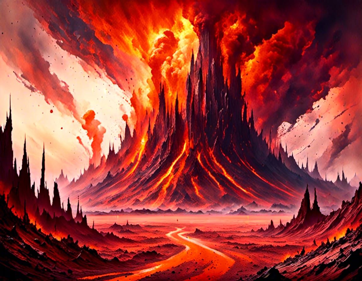 Olympus Mons Eruption: Sci-Fi Comic Book Art