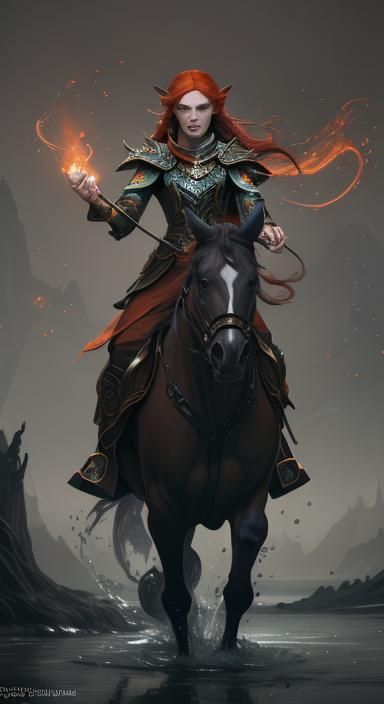 Elegant Wood Elf on Mystical Steed in Matte Painting