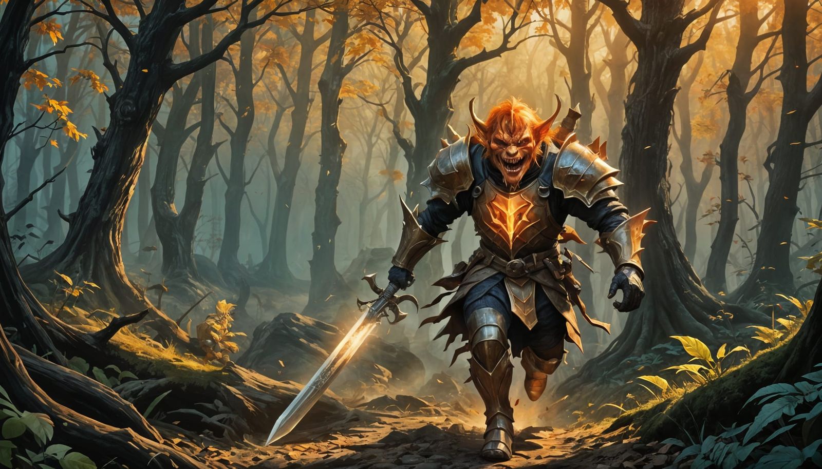 Lonely Orange Hobgoblin Magic Knight Running