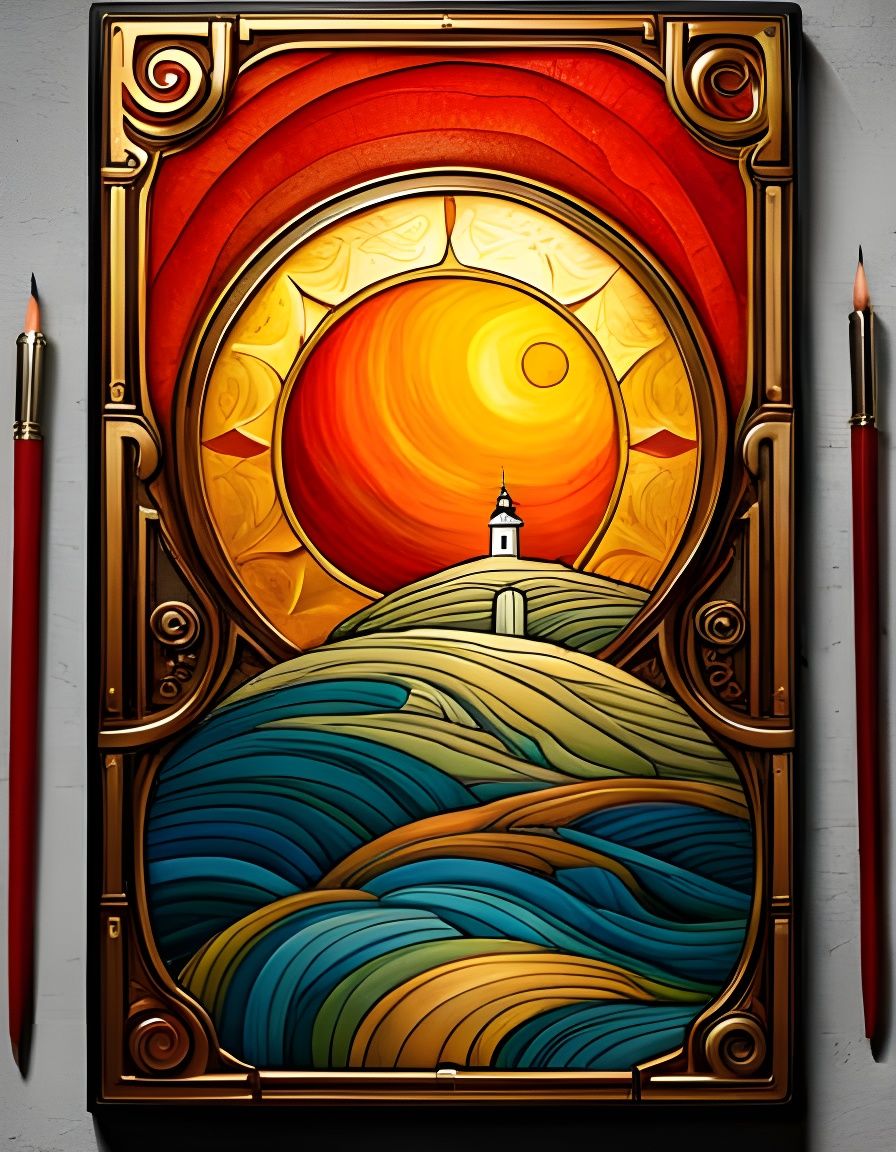 Art Nouveau Book Cover with Sun Motif