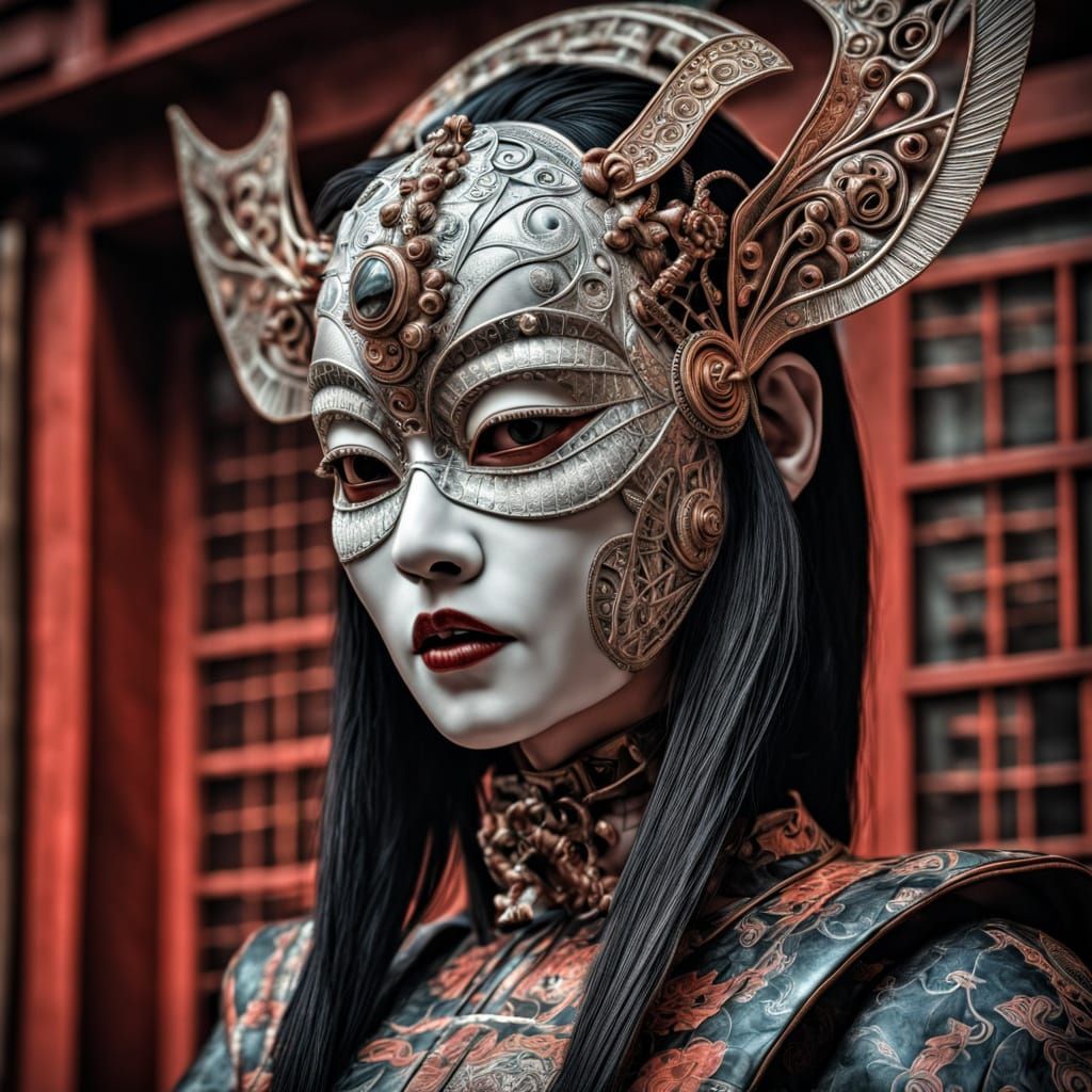 Gothic Female Icon in Hyperrealistic Bauhaus Style