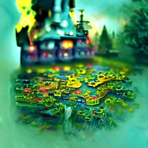 Ethereal Radioactive Puzzle Piece in Kinkade Style