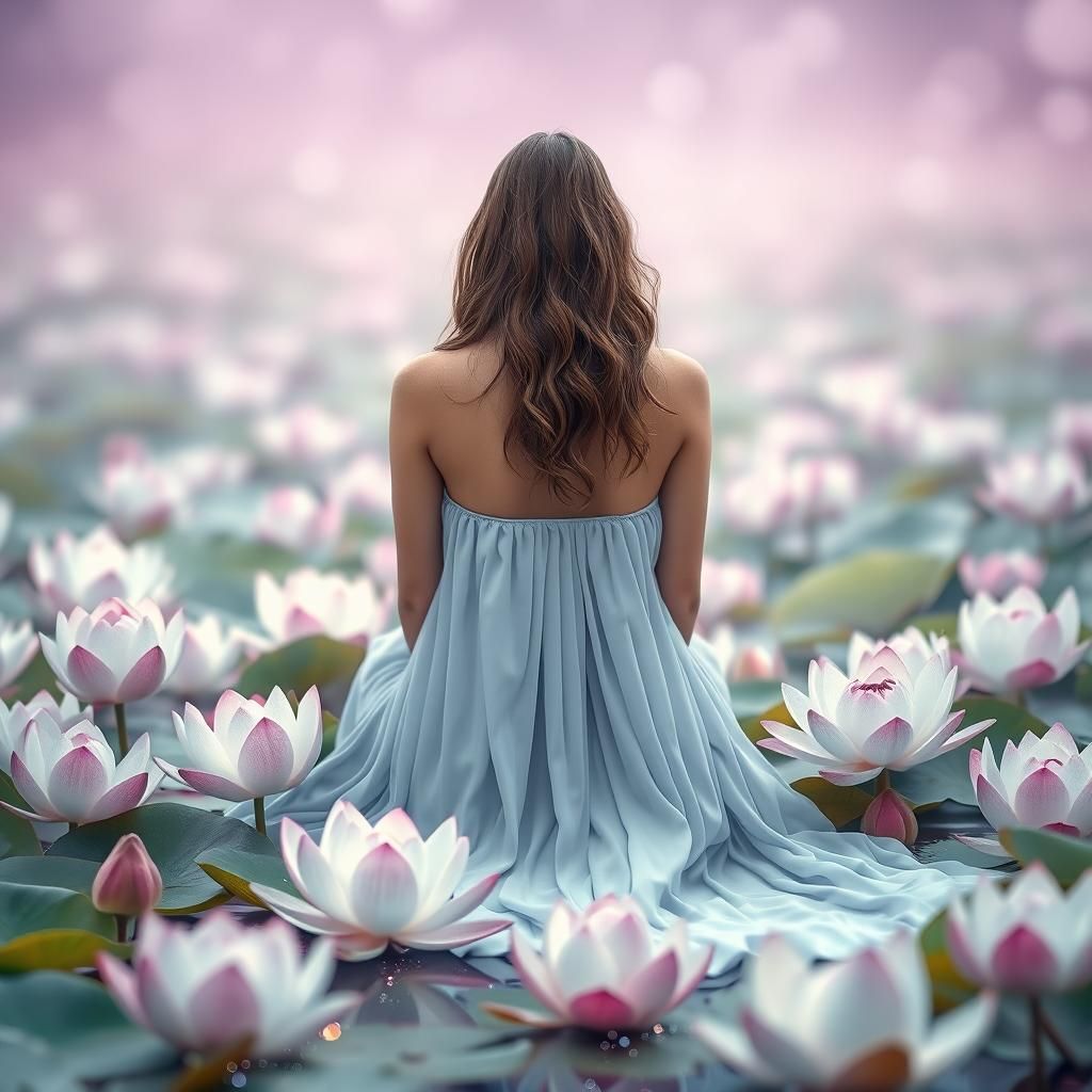 Serene scene of lotus flowers