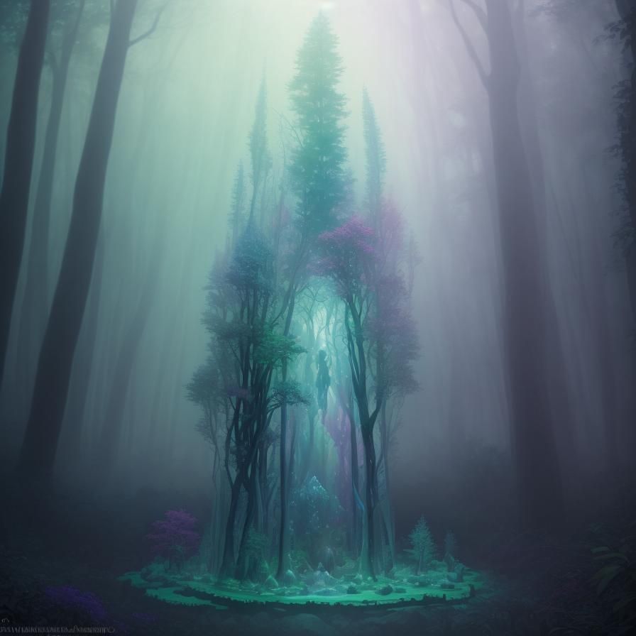Ethereal Glass Forest: Fantasy Illustration in Mixed Media