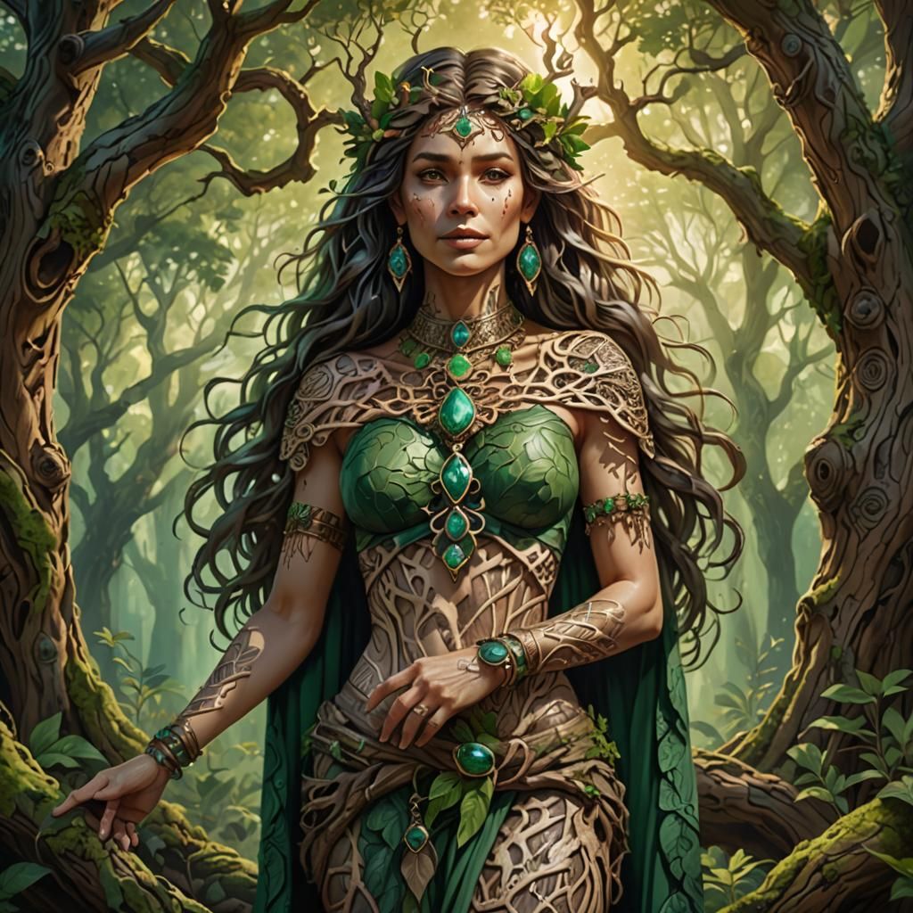 Mother Earth Portrait in Emerald Forest