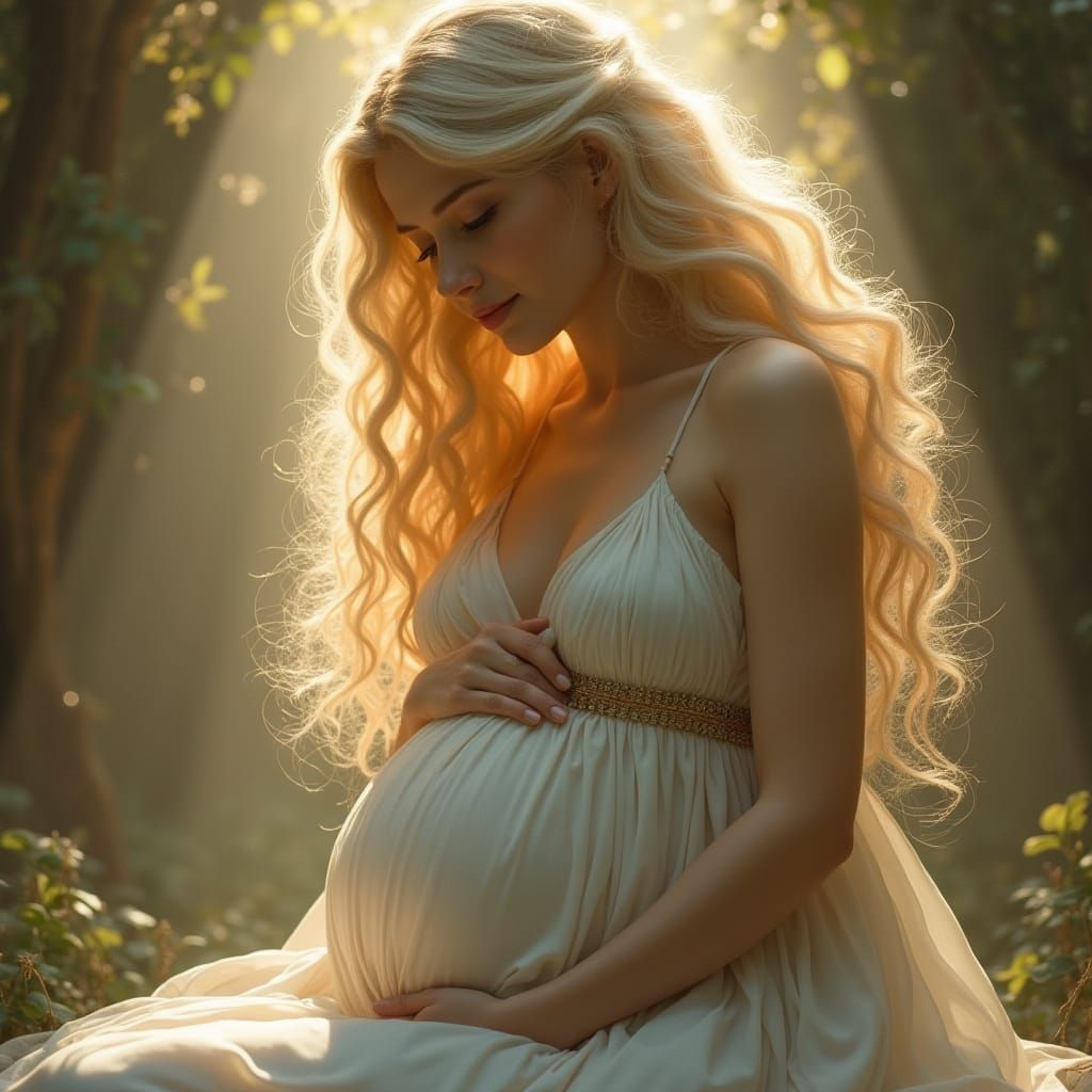 Ethereal Princess with Serene Expression and Golden Aura