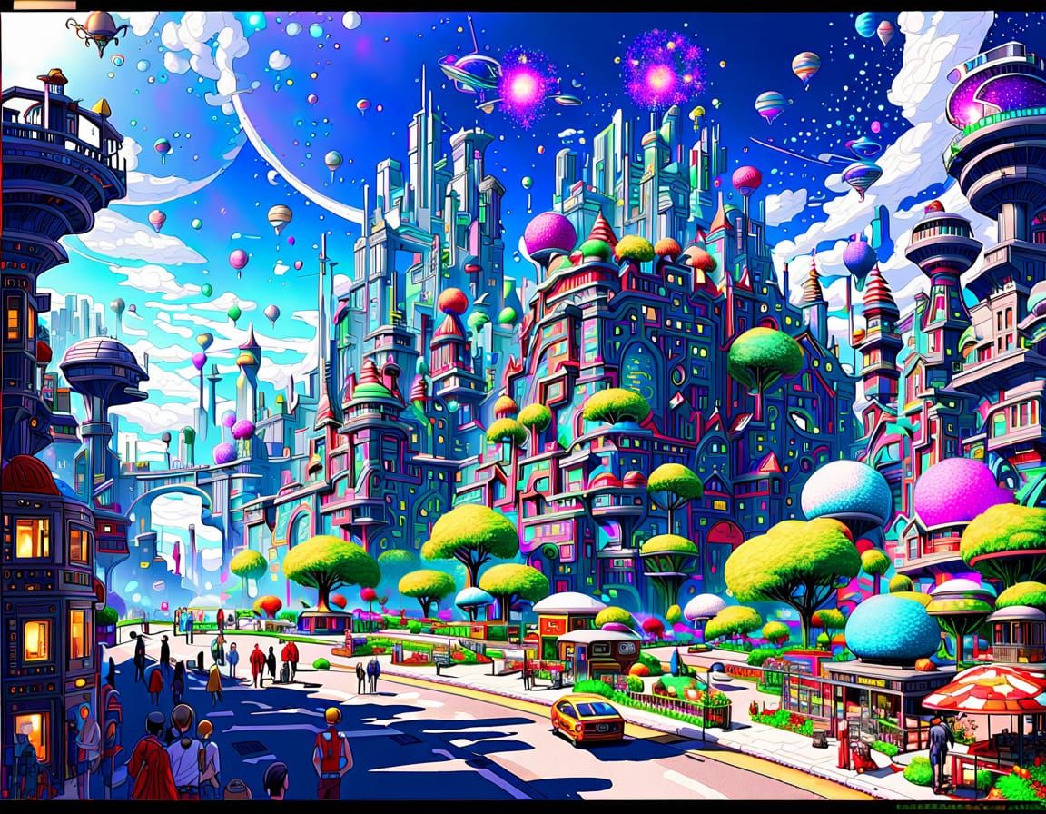 Vibrant Solarpunk Metropolis in a Futuristic Utopia