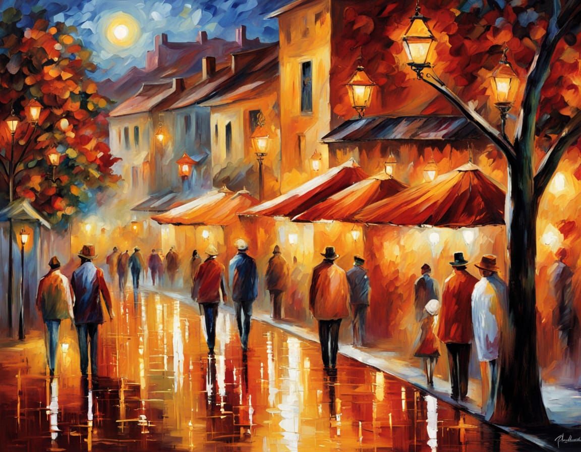 Desert Night Market Selling Dreams as Impasto Painting