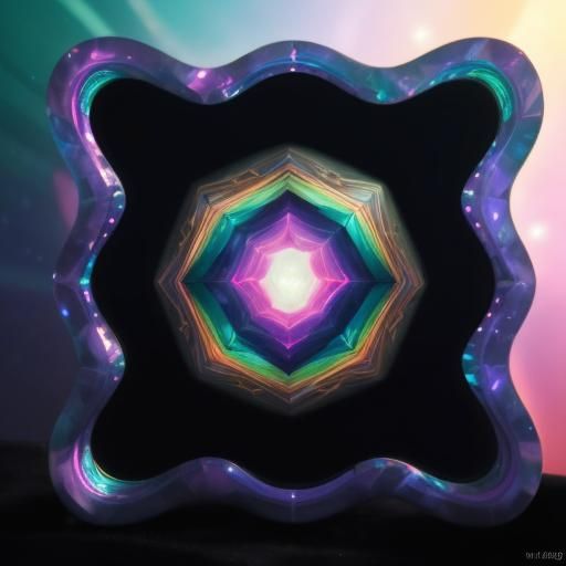 Beautiful shimmery holographic purple Multi chromic glass sculpture with holographic blue accents and holographic pink a...