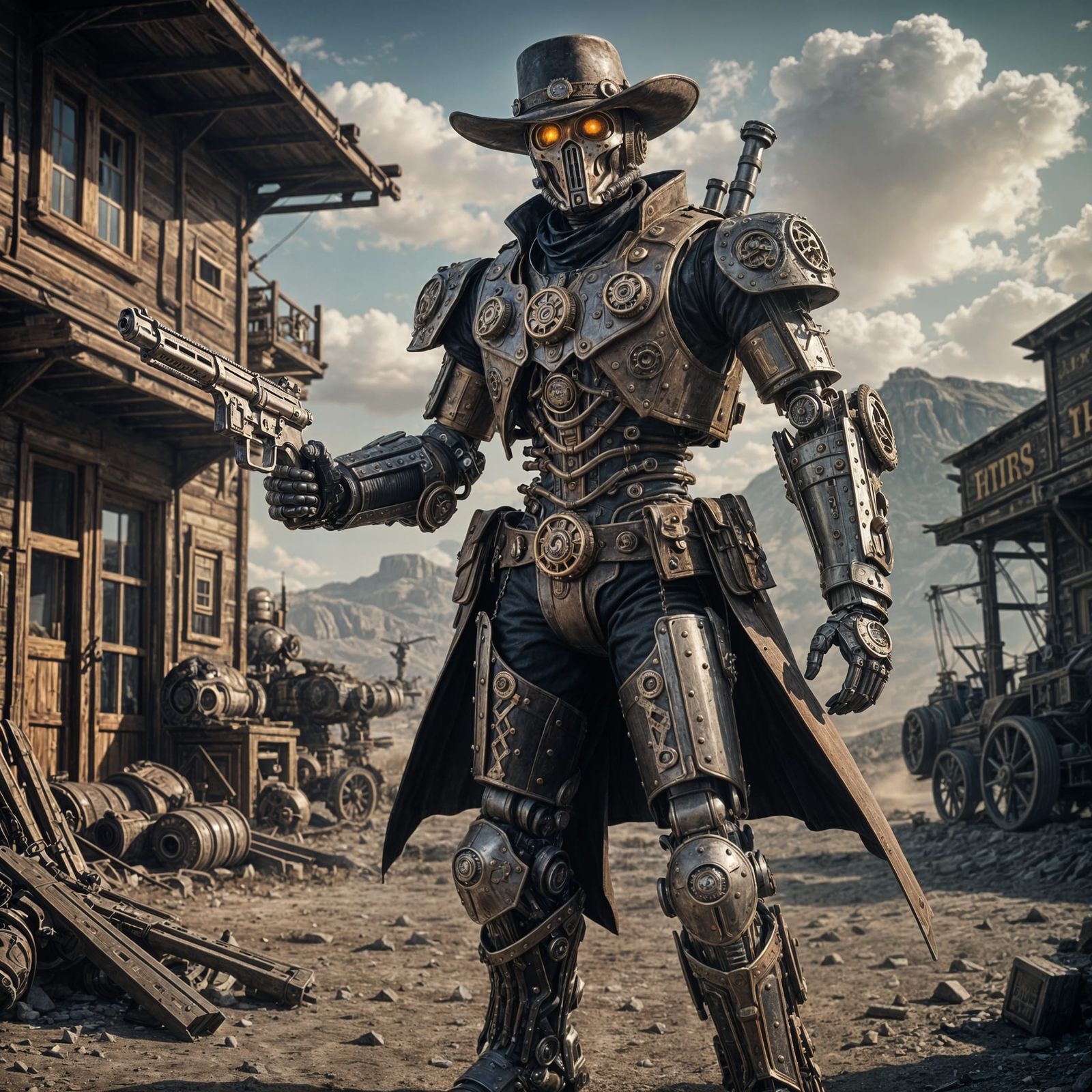 Gunslinger (Steampunk Cowboy Robot OC)
