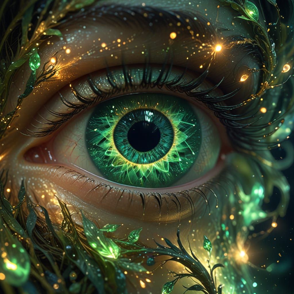 Ethereal Eyes Glow with Mystical Luminescence
