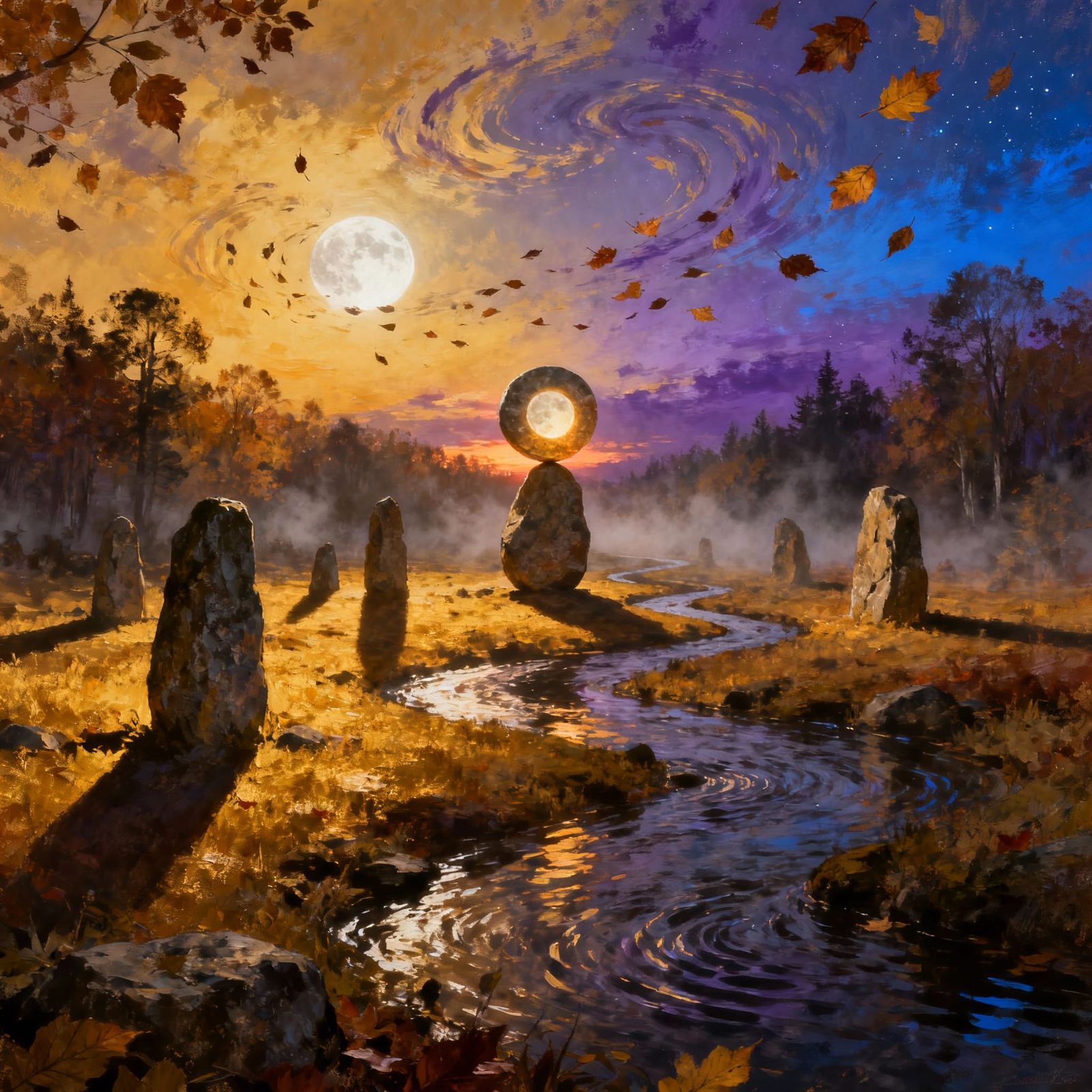 Mabon Equinox: Light & Shadow Abstract Art