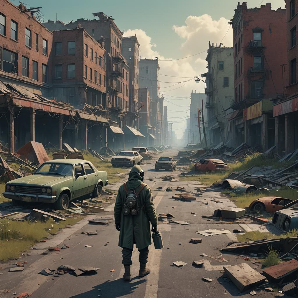 Post-Apocalyptic Wanderer in Ruins, Digital Matte Painting