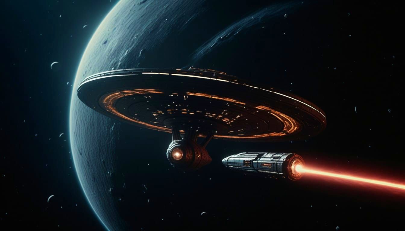 Epic Space Battle in Dark, Cinematic Colors