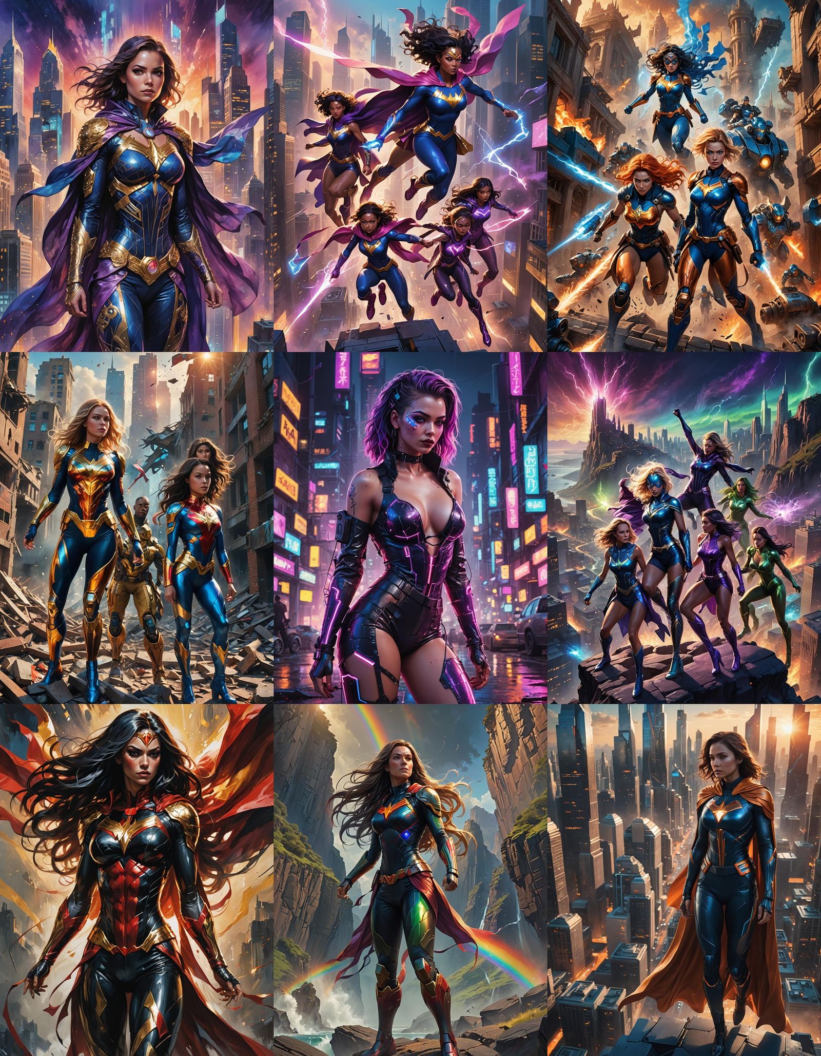 Superheroes as Fit Women: Detailed Digital Art