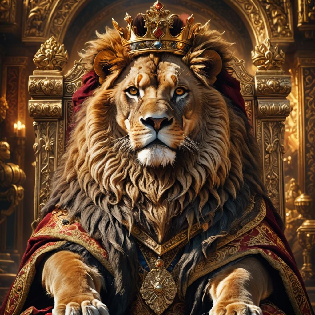 Hyperrealistic Lion King Portrait in Fantasy Style