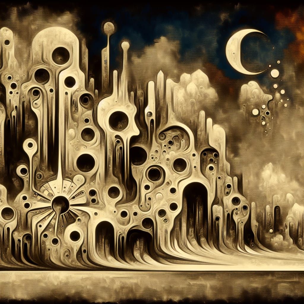 Surreal Melting Clock in Science Fiction Landscape