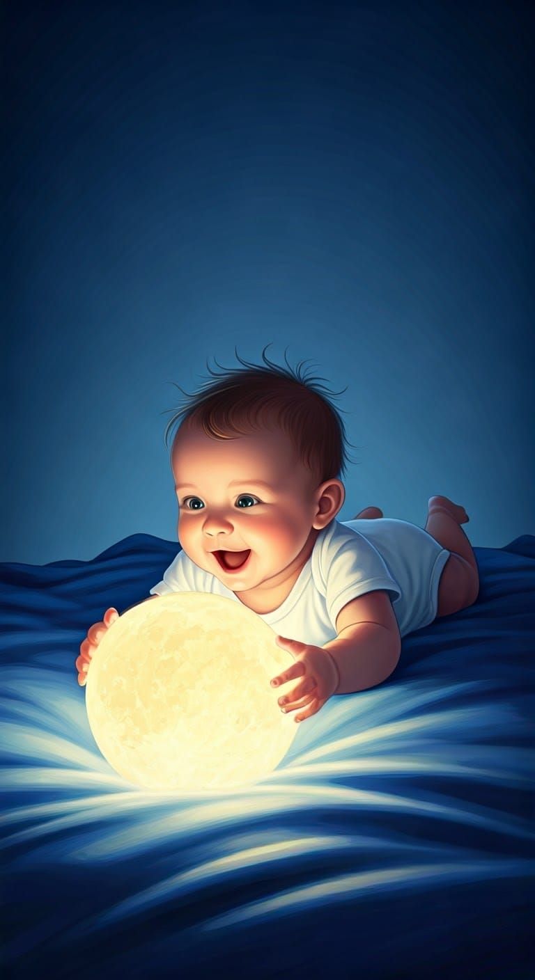 Whimsical Baby Enjoys Magical Moonlit Moment