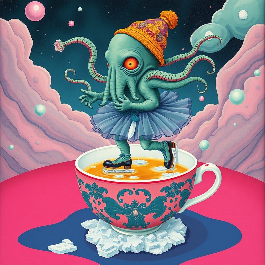 Cthulhu Ice Skating in Teacup: Pop Surrealism