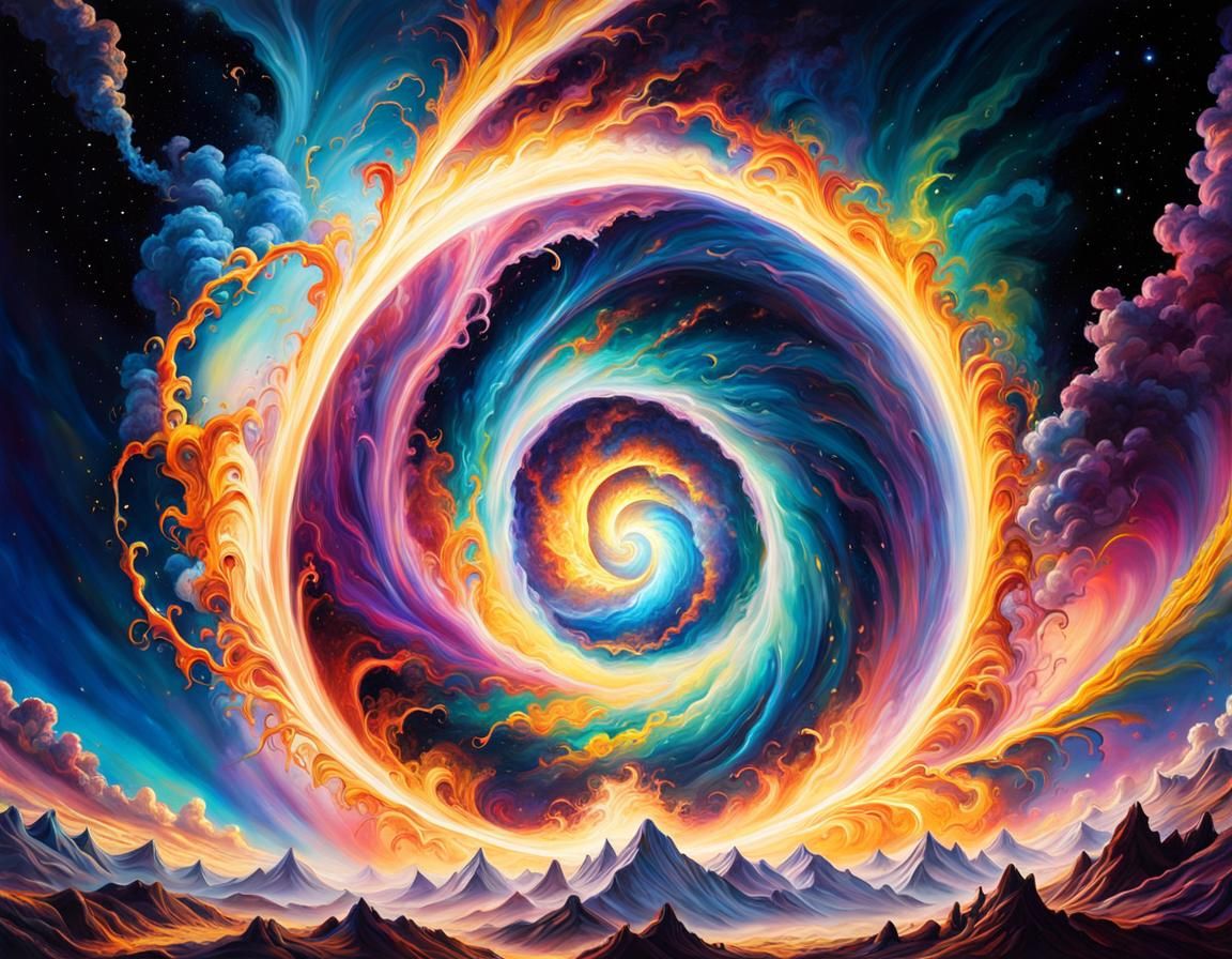 Galactic Rupture: Cosmic Expressionist Oil Painting