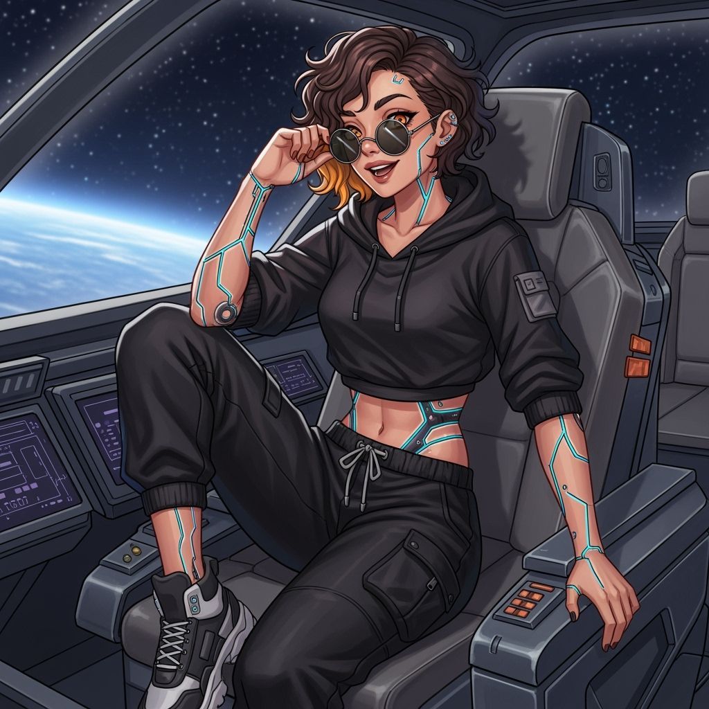 Sci-Fi Anime Woman in Starship Cockpit