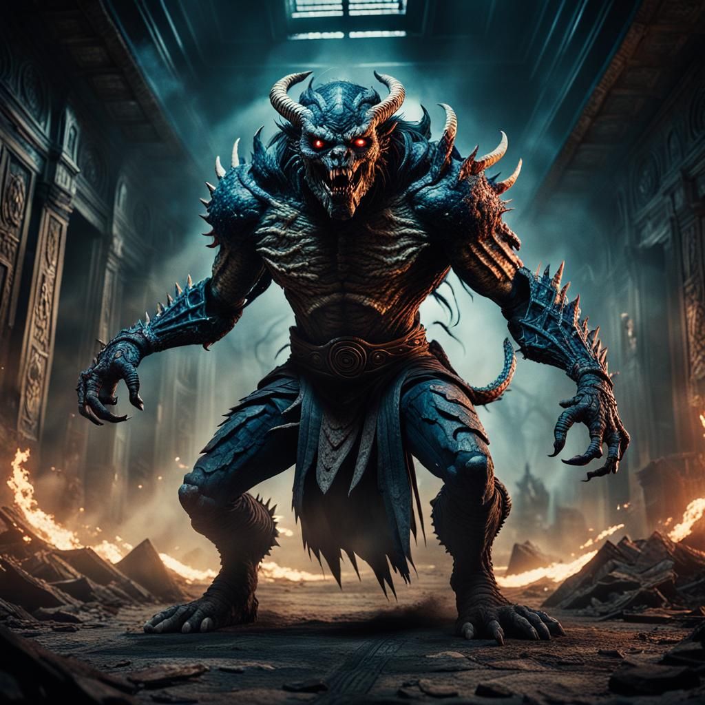 Chaos-Themed Demon Lord in Dark Fantasy Style