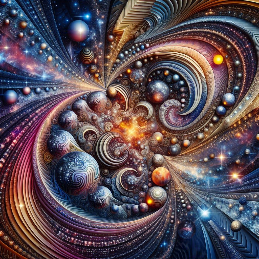 an abstract 5d rendering of a collection of stars and planet...