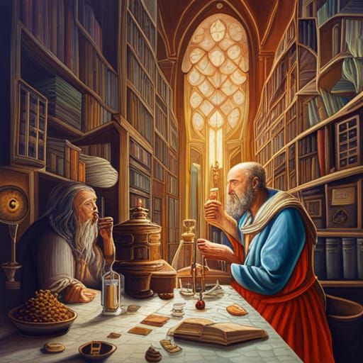 Magical Alchemist in Acrylic: Hyperdetailed Image