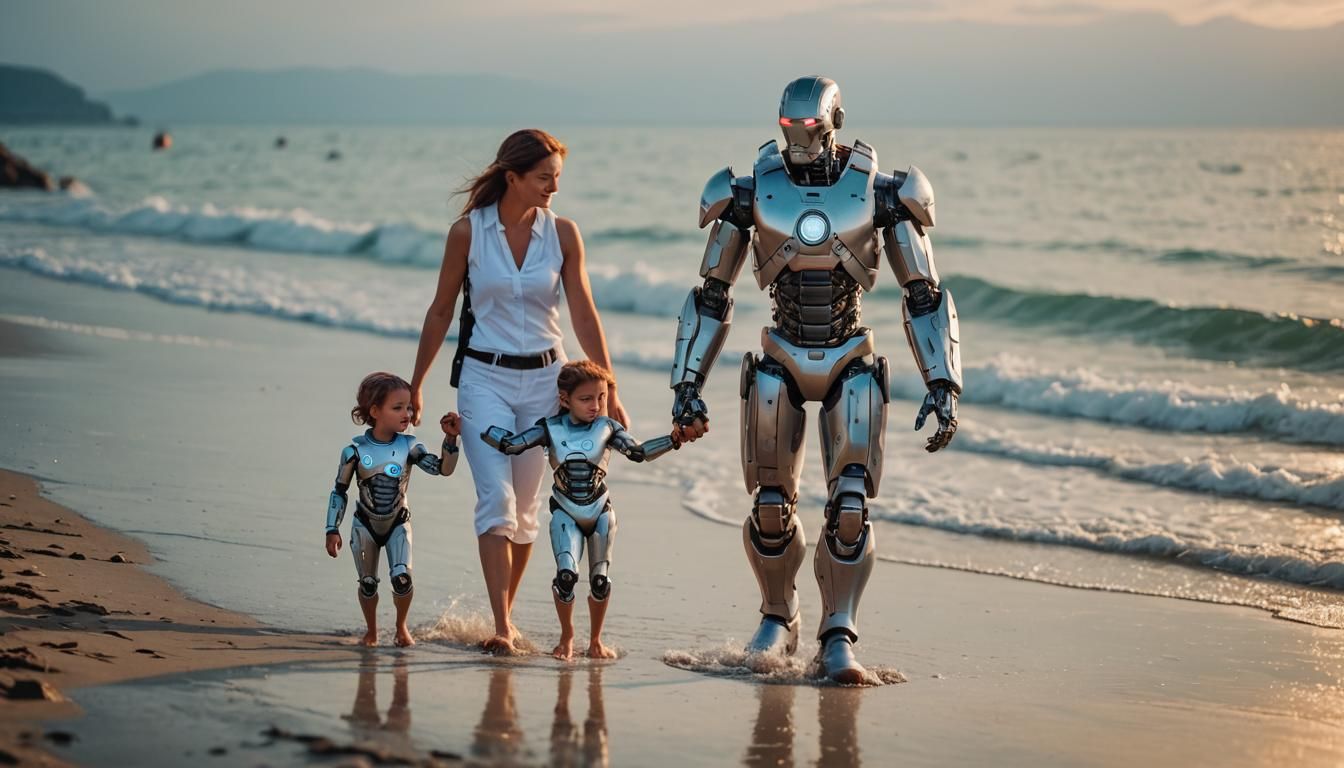 The Cyborg Family At the Sea